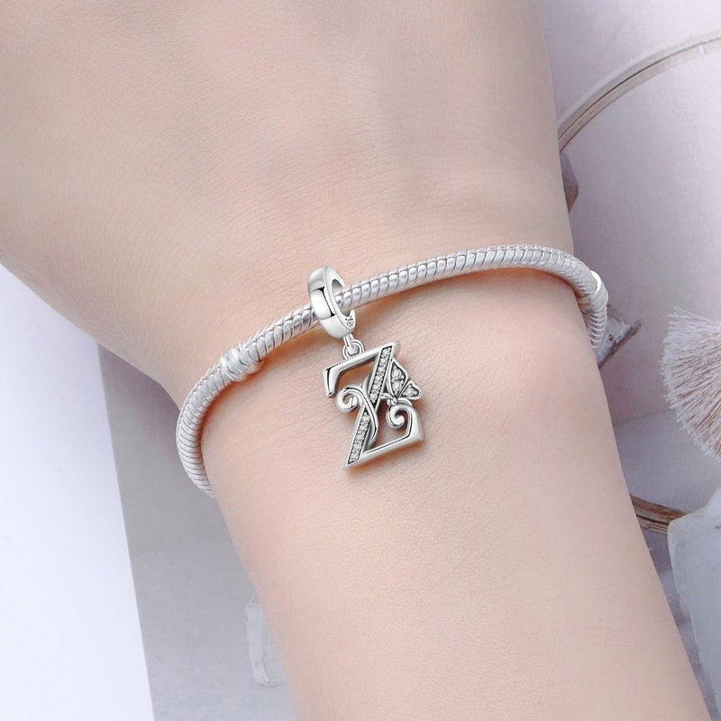 PANPOKI Store 2 Pack 925 Sterling Silver Butterfly Letter Charms for Bracelets and Necklace Alphabet Initial Dangle Pendants Round Spacer Beads Pave Cubic Zirconia Jewelry Gift for Women - Image 4
